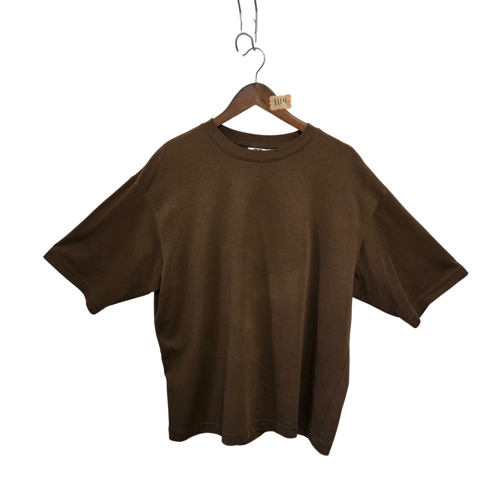 Uniqlo U AIRism Cotton Oversized T-Shirt Brown XL 341-444999 Crew Neck Tee